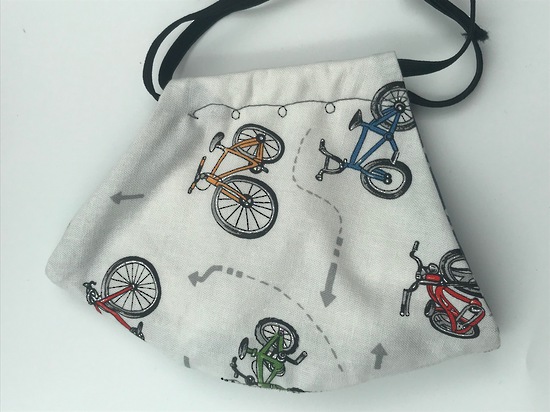 Bicycles with White on Grey Polka Dot Reverse - Reversible Limited Edition Face Mask image 2